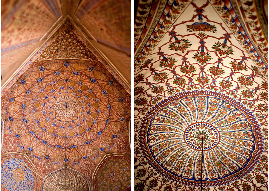begam shahi ceiling, Sunehri Masjid, Golden Mosque,  Nawab Syed Bhikari Khan, Raushan-ud-Daula Turrabaz Khan, Muhammad Shah, Mir Noin-ul-Malik, Kashmiri Bazaar